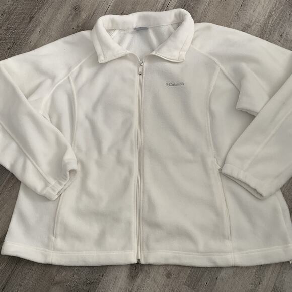 Columbia Benton Springs Jacket Full Zip Fleece Womens Plus 3X Ivory Cream - Picture 1 of 7